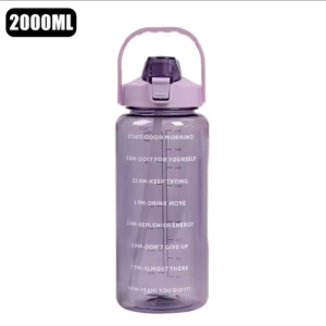 1L/2L Large Water Bottle with Straw | BPA-Free Sports & Travel Fitness Cup - Purple