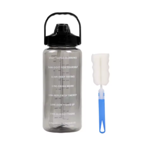 1L/2L Large Water Bottle with Straw | BPA-Free Sports & Travel Fitness Cup - Black