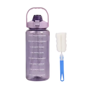 1L/2L Large Water Bottle with Straw | BPA-Free Sports & Travel Fitness Cup – Purple 2pcs