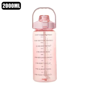 1L/2L Large Water Bottle with Straw | BPA-Free Sports & Travel Fitness Cup - Pink